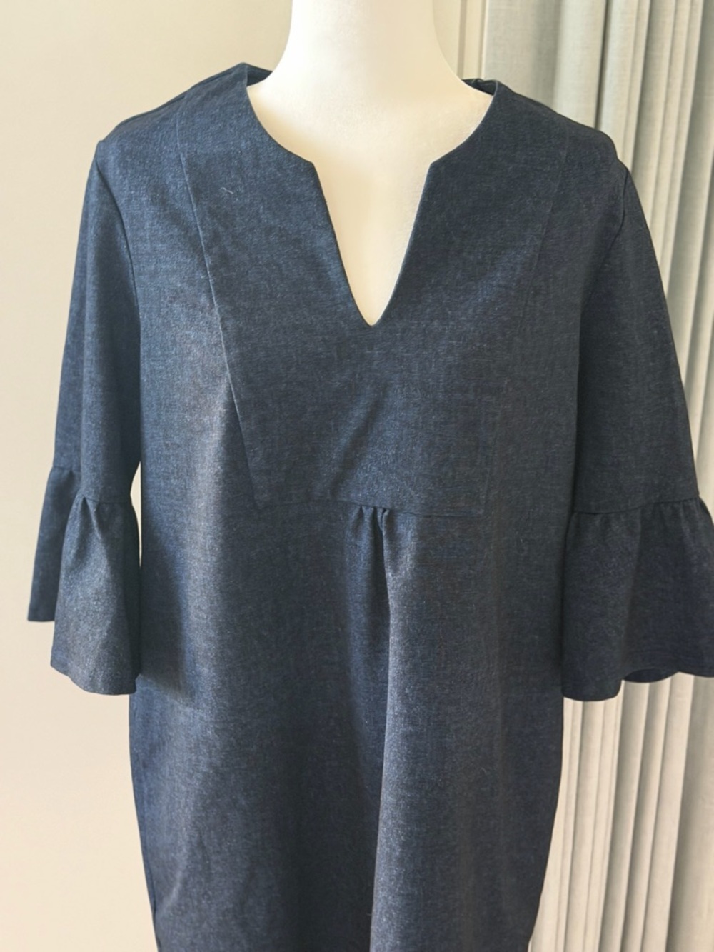 Jude Connally Dark Navy Notch-Neck Mini Dress with Ruffle Sleeves - Picture 2 of 2